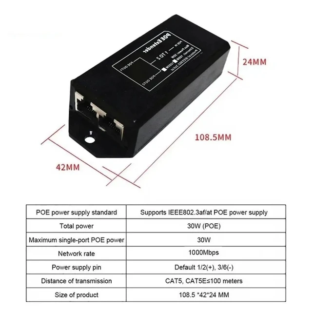 Alt view image 3 of 5 - 2 Port Gigabit 48V POE Extender 1000Mbps - IEEE 802.3af/At PoE Repeater