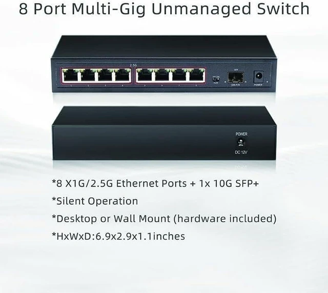 Alt view image 2 of 6 - 2.5G Ethernet Network Switch 8 Port 2500Mbps with 1*10G SFP Slot Switcher