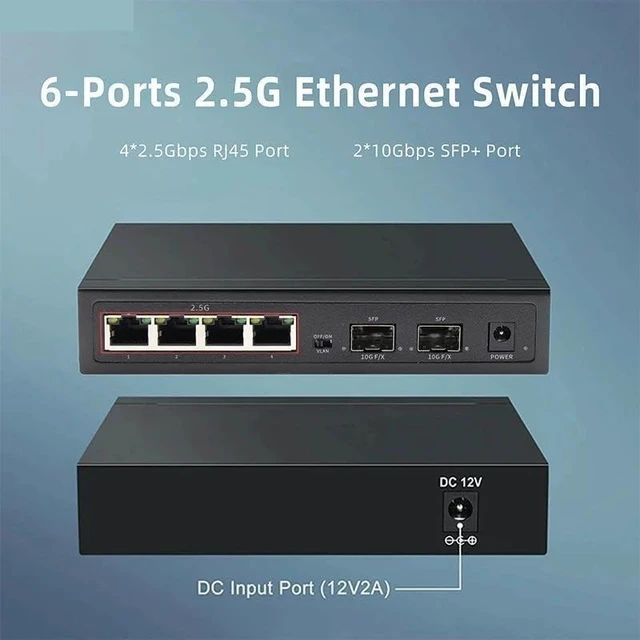 Alt view image 3 of 5 - 2.5G Smart Ethernet Switch 4 Port RJ45 Managed Switch 10G SFP
