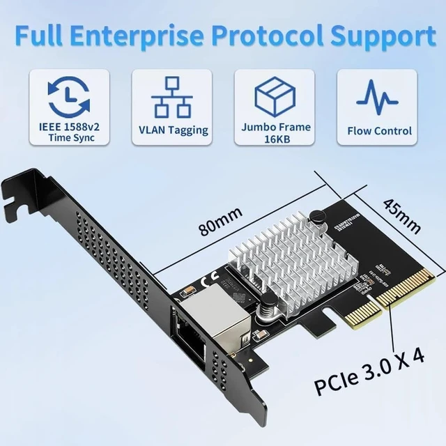 Alt view image 3 of 6 - PCIe 3.0 X4 to 1 Port 10G Ethernet Network Card 10Gbps RJ45 LAN Card