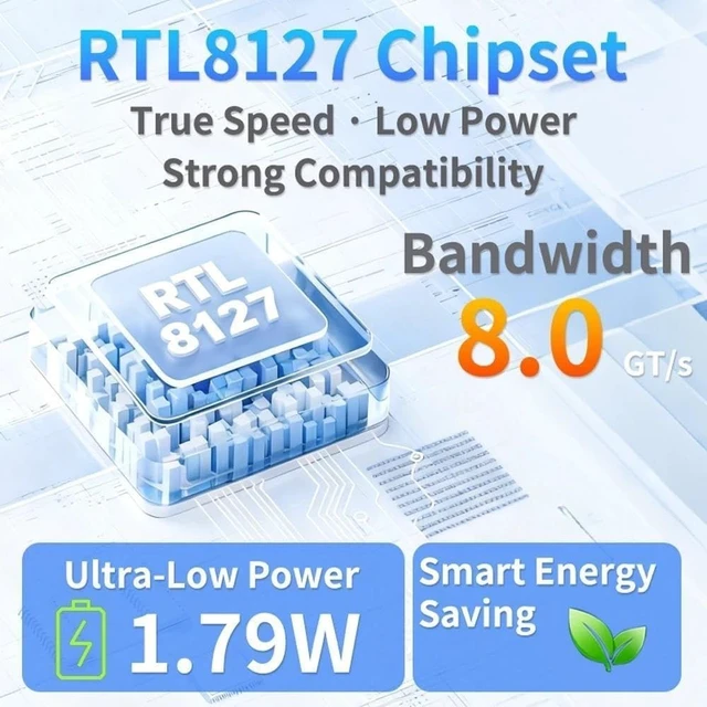 Alt view image 4 of 6 - PCIe 3.0 X4 to 1 Port 10G Ethernet Network Card 10Gbps RJ45 LAN Card