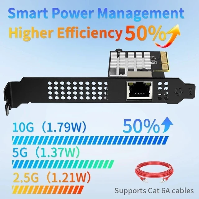 Alt view image 6 of 6 - PCIe 3.0 X4 to 1 Port 10G Ethernet Network Card 10Gbps RJ45 LAN Card