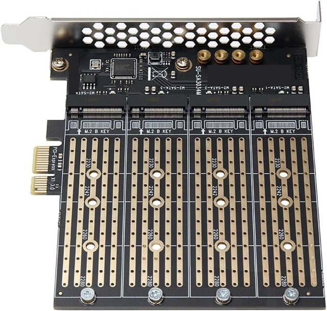 Alt view image 2 of 2 - PCIE to M2 Adapter PCI Express X1 3.0 4 Ports B Key M.2 NGFF SSD Adapter PCI-E M.2 Adapter Expansion Card Riser