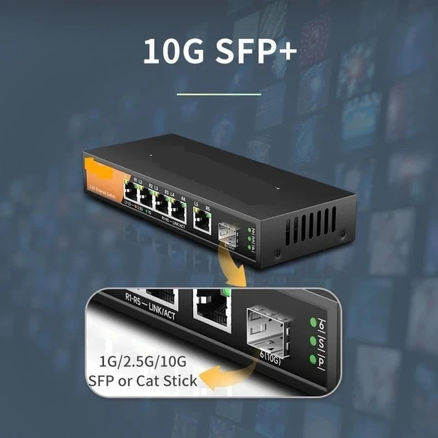 Alt view image 4 of 4 - 5-Port Multi-Gigabit 2.5Gbps Plug and Play Network Ethernet 2.5G Switch