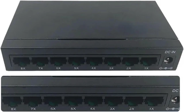 Alt view image 3 of 6 - Portable Ethernet Line Hub, Network Switch, Gigabit Port, 8x100/1000Mbps