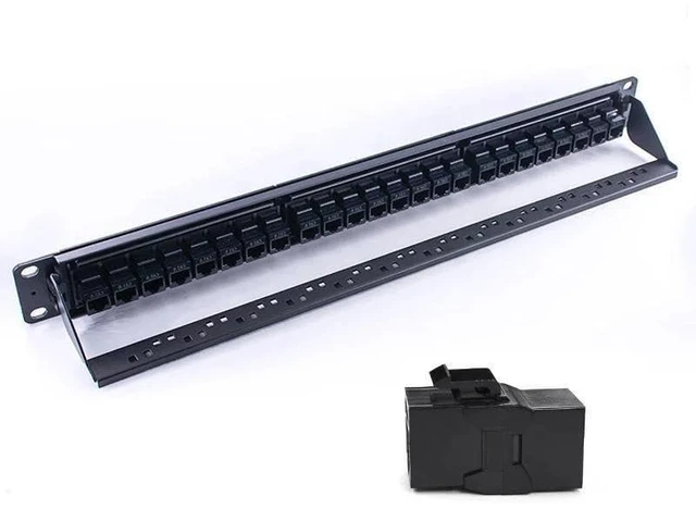 Main image of 24 Port CAT6 Through Coupler Patch Panel RJ45 Network Cable 19in 1U