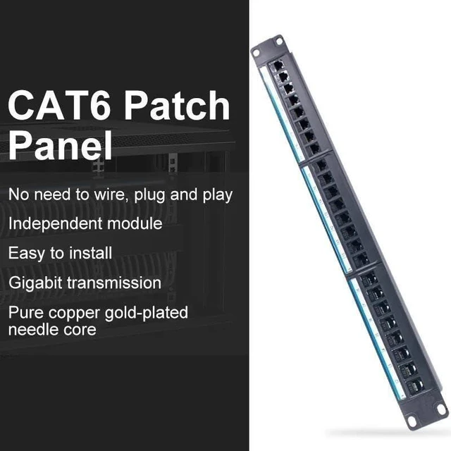 Alt view image 2 of 6 - 24 Port CAT6 Through Coupler Patch Panel RJ45 Network Cable 19in 1U