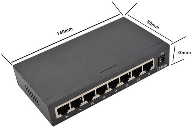 Alt view image 6 of 6 - Portable Ethernet Line Hub, Network Switch, Gigabit Port, 8x100/1000Mbps