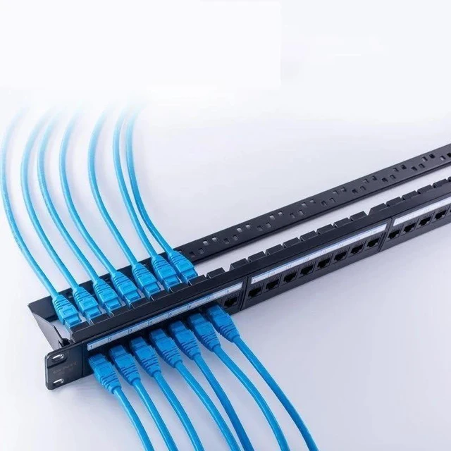 Alt view image 3 of 6 - 24 Port CAT6 Through Coupler Patch Panel RJ45 Network Cable 19in 1U