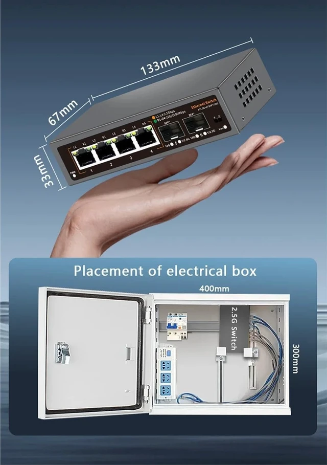 Alt view image 3 of 4 - 2.5Gbps Network Switch 4+2 Port 2500Mbps Ethernet Switcher 2 Port 10G SFP