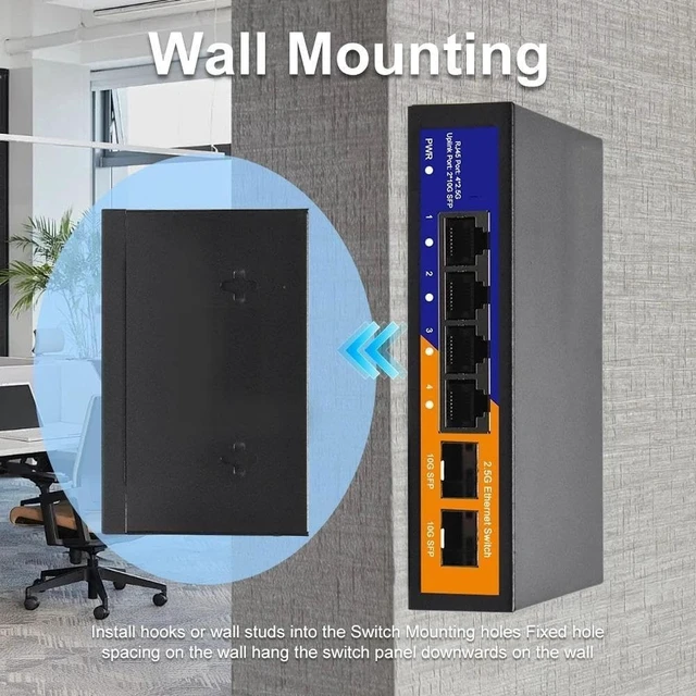 Alt view image 7 of 7 - 2.5G Ethernet Switch 4X 2.5G RJ45 with 2X 10G SFP Plug and Play Network Switch