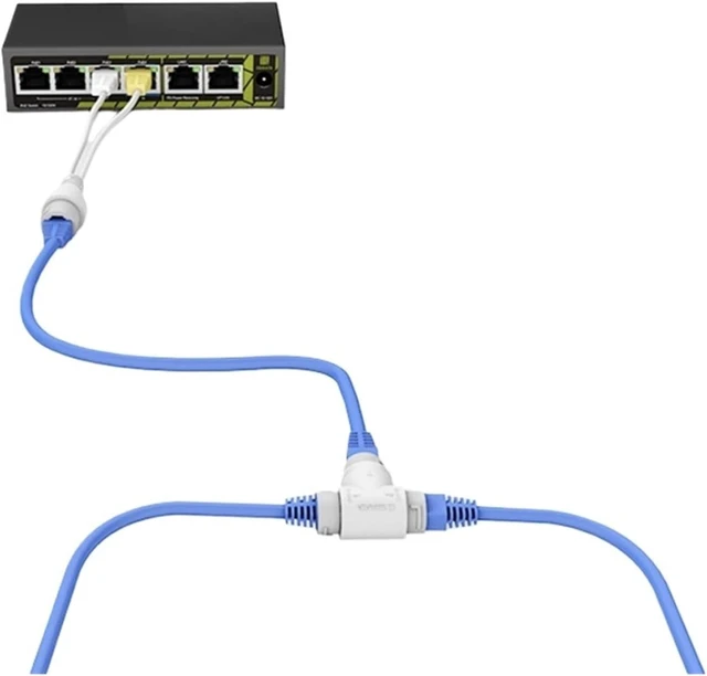 Alt view image 4 of 6 - 1 PCS POE Splitter 2-in-1 Cable Connector tee RJ45