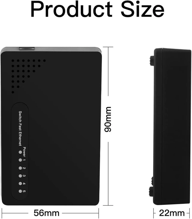 Alt view image 3 of 3 - 1 PCS 5-Port Network Switch 100Mbps Fast Ethernet LAN RJ45 Hub Splitter