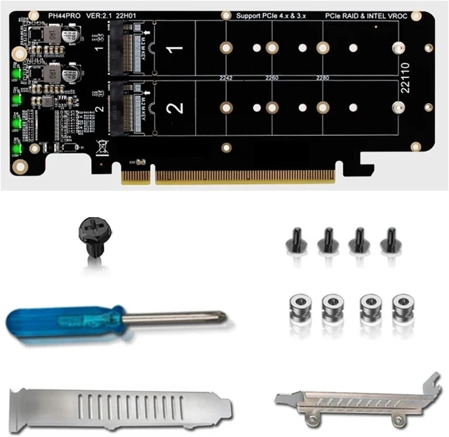 Alt view image 3 of 3 - 4Port M.2 NVME to PCI Express X16 4.0 Bifurcation Controller M Key NVME PCIE Split Card for 2230 2242 2260 2280 NVME M2 SSD