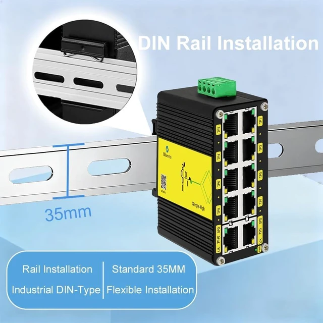 Alt view image 4 of 6 - Mini Industrial 10-Port 10/100/1000T Compact Ethernet Switch 12~48VDC