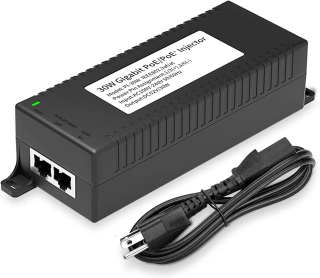 Main image of Gigabit PoE+ Injector 30W, PoE Plus Power Supply Adapter-91702