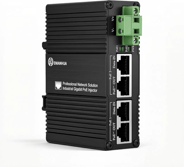 Main image of Industrial 2-Port Gigabit PoE++ Injector, 12V/24V/48V DC, 95W/Port