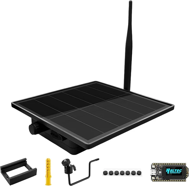 Main image of Solar Repeater for Meshtastic Meshcore LoRa, Compatible with Heltec V4 V3 T114 Dev Board (Optional), IP67 Waterproof Outdoor Enclosure with 5W Solar Panel for Off-Grid Communication