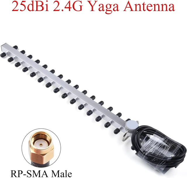 Alt view image 2 of 7 - 2.4GHz 25dBi 2400-2500MHz Yagi Antenna for Outdoor with 15m Extension Cable