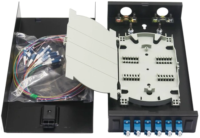 Main image of LC/UPC Duplex 6 Port Wall Mount Fiber Enclosure Box Singlemode Kit