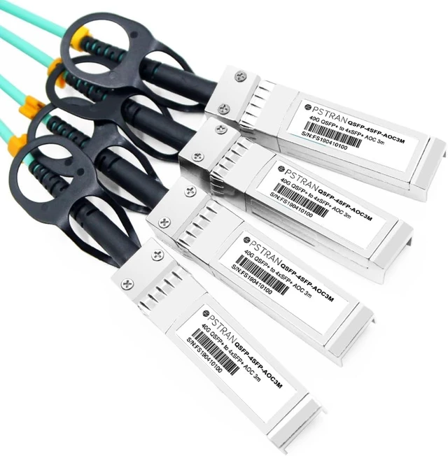 Alt view image 3 of 5 - 40G QSFP+ to 4 x 10G SFP+ Active Optical Breakout Cable Compatible with Extreme 10GB-4-F03-QSFP 3m (10ft)
