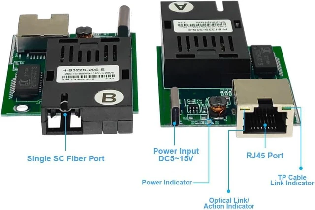 Alt view image 2 of 7 - Gigabit SC Fiber Media Converter PCBA 5 Pairs, 1310nm/1550nm 20km
