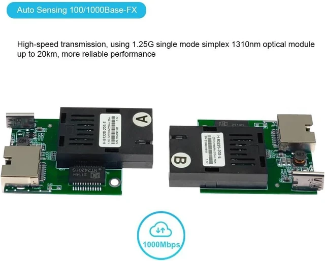 Alt view image 5 of 7 - Gigabit SC Fiber Media Converter PCBA 5 Pairs, 1310nm/1550nm 20km
