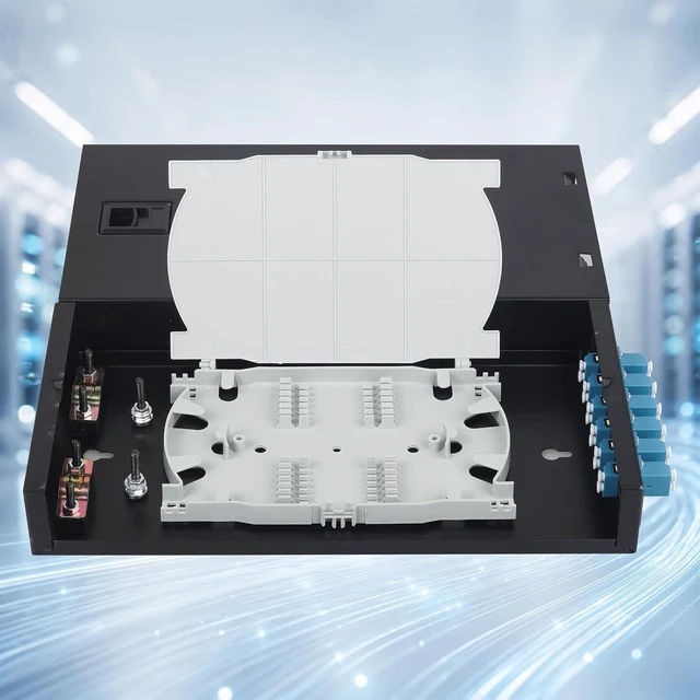 Alt view image 4 of 7 - LC/UPC Duplex 6 Port Wall Mount Fiber Enclosure Box Singlemode Kit
