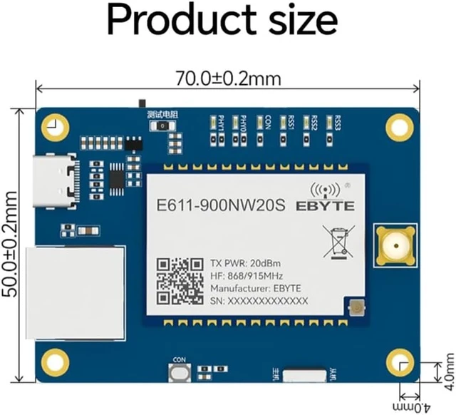 Alt view image 2 of 5 - Test Board for 830-930M Wireless Data Image Transmission Module EWT611-900NW20S Rate16M RS485 Full Duplex Long Distance 1KM Star Networking