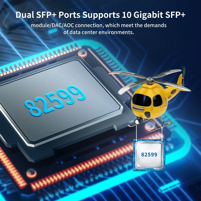 Alt view image 7 of 7 - 10Gb Ethernet Card with 82599ES (X520-DA2) Controller, GiGaPlus 10GB PCI-E Network Card Adapter, Dual LAN SFP+ Ports, Supports Windows/Windows Server/VMware Functions for 10Gbe Networking NAS