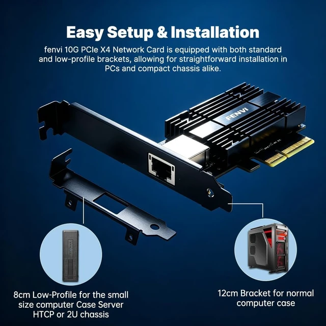 Alt view image 5 of 7 - FENVI RTL8127 10G PCIe X4, 4X Faster Than 2.5G, NAS/Server, Win/Linux