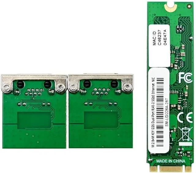 Alt view image 6 of 6 - Network Card 2.5G Ethernet with I226-T2, M.2 B+M to RJ45, TSN