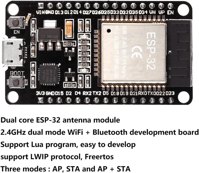Alt view image 2 of 6 - 10Pcs ESP32 CP2102 Micro Development Board integrates 30PIN Wi-Fi Bluetooth Dual Core USB for Easy Connection and Programming Networking Smart Component DIY Robot
