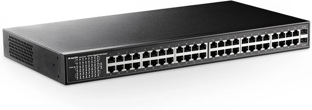 Main image of MokerLink 48 Port PoE Gigabit Switch, 2 Gigabit SFP, IEEE802.3af/at/bt 400W, Metal Rackmount Unmanaged Plug and Play Ethernet Switch