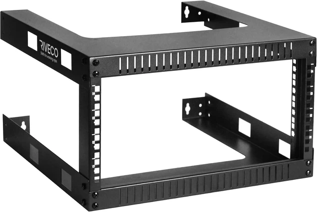 Alt view image 2 of 7 - 4U 19" Wall Mount Network Rack 2 Post Open Frame Cabinet Firm Constructed Shelf for Internet/Server/AV/Home Equipment/Patch Panel Heavy Duty & 14" Depth Rack Shelves 2 PCS