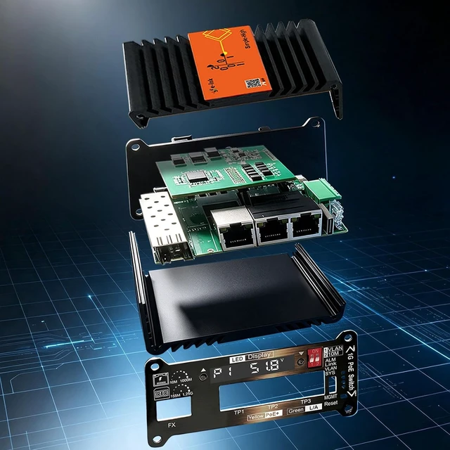 Alt view image 5 of 7 - 1 SFP 3 RJ45 30W PoE Switch with mobile APP Smart Al Switch