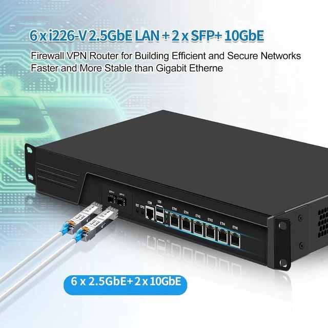 Alt view image 4 of 6 - 19inch 1U Firewall Network Rackmount, 989 Core i7 3520M, 6 x i226-V 2.5GbE LAN, 2X 82599es 10GB SFP LAN,USB,VGA,Console, 2 System Fan, AES-NI, Homelab Server DDR3 NO RAM/SSD/OS