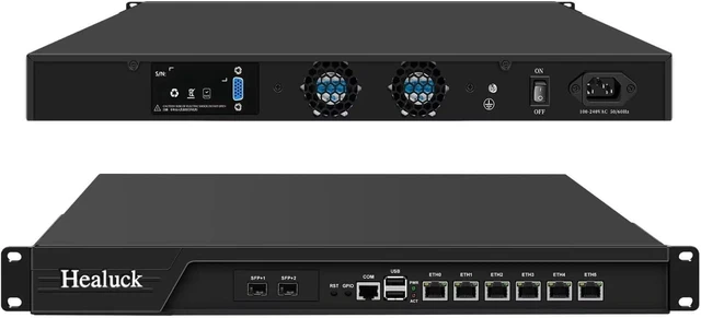 Main image of 19inch 1U Firewall Network Rackmount, 989 Core i7 3520M, 6 x i226-V 2.5GbE LAN, 2X 82599es 10GB SFP LAN,USB,VGA,Console, 2 System Fan, AES-NI, Homelab Server DDR3 NO RAM/SSD/OS