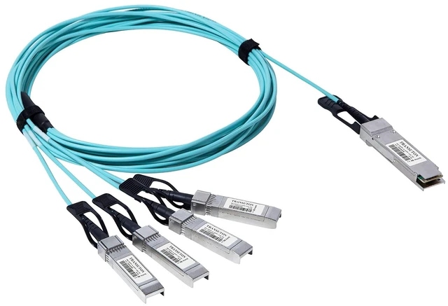 Main image of 40G QSFP+ to 4xSFP+ Breakout Active Optical Cable Compatible with Cisco QSFP-4x10G-AOC15M 40GBASE-AOC QSFP+ to 4x10G SFP+ Breakout AOC Ethernet Optical Cable (15M/49ft)