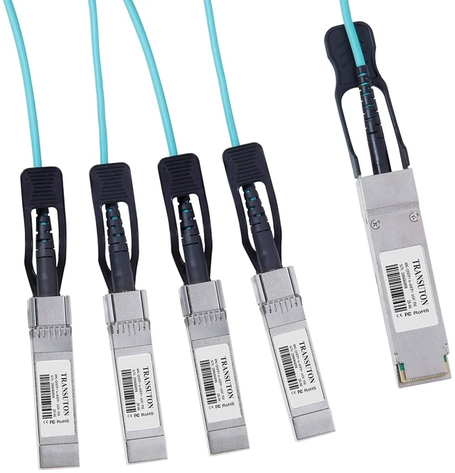 Alt view image 2 of 3 - 40G QSFP+ to 4xSFP+ Breakout Active Optical Cable Compatible with Cisco QSFP-4x10G-AOC15M 40GBASE-AOC QSFP+ to 4x10G SFP+ Breakout AOC Ethernet Optical Cable (15M/49ft)