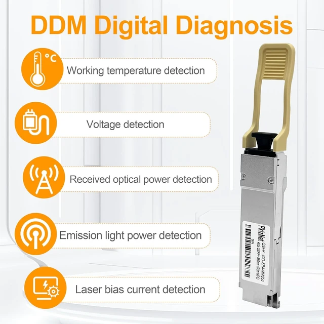 Alt view image 4 of 7 - 2Pcs 40G SR4 QSFP+ MPO Multi-Mode Fiber Transceiver MM850nm OM3 100m DDM