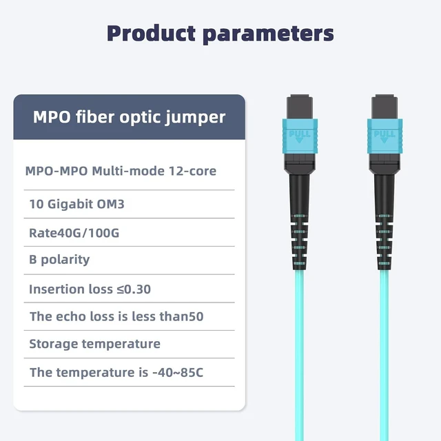 Alt view image 7 of 7 - MPO-MPO 25m OM3 Fiber Patch Cable,82.5ft 12-Core Multimode Fiber Optic,LSZH Jacket Optical Cable,40G/40GBASE-SR4, MTP Compatible for QSFP+ Transceivers,Data Center