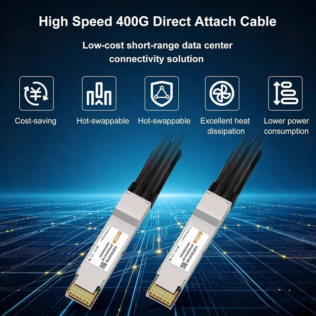 Alt view image 2 of 7 - 6COMGIGA 400GBASE-CU QSFP-DD 400G to 400G Direct Attach Copper Twinax Cable for NVIDIA Device, 30AWG, 0.5M(1.64ft)