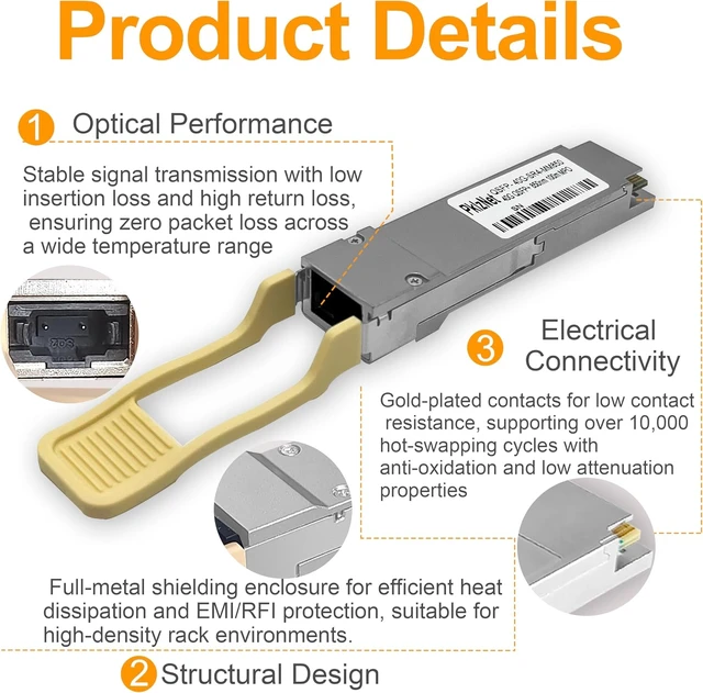 Alt view image 6 of 7 - 2Pcs 40G SR4 QSFP+ MPO Multi-Mode Fiber Transceiver MM850nm OM3 100m DDM