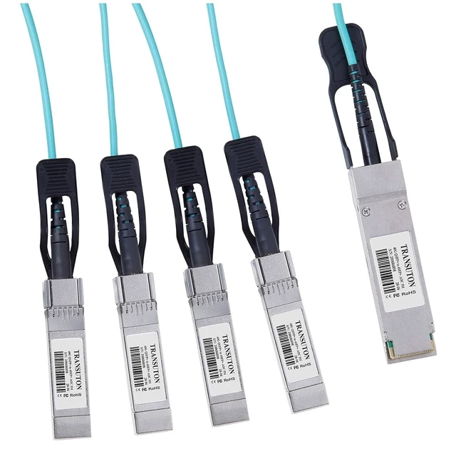 Alt view image 2 of 3 - 40G QSFP+ to 4xSFP+ Breakout Active Optical Cable,(7M/23ft)
