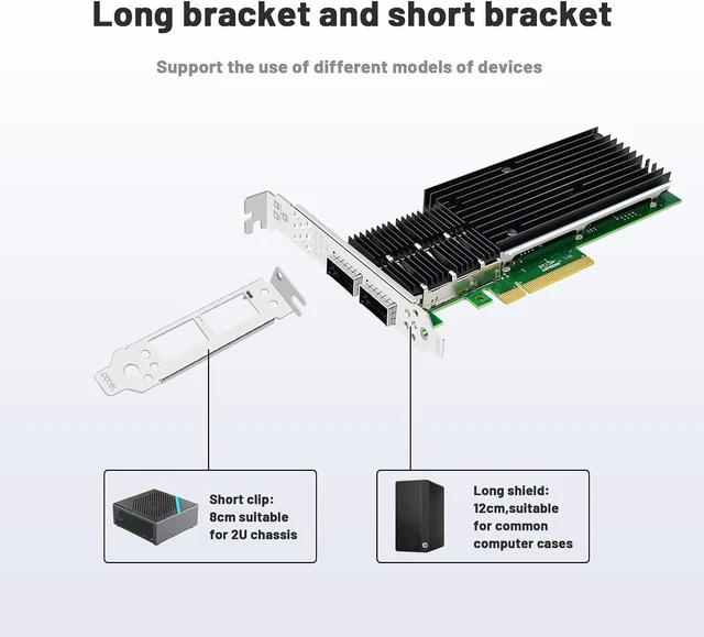 Alt view image 4 of 7 - 40Gb Dual QSFP+ Network Card with XL710-QDA2 Chip,2 Optical Ports Network Interface Card,PCIE X8 NIC for Data Center,High Performance Computing