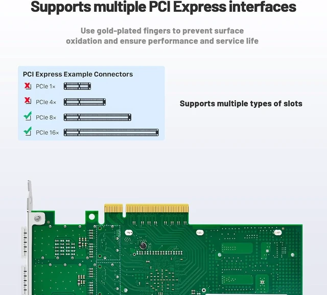 Alt view image 3 of 7 - 40Gb Dual QSFP+ Network Card with XL710-QDA2 Chip,2 Optical Ports Network Interface Card,PCIE X8 NIC for Data Center,High Performance Computing