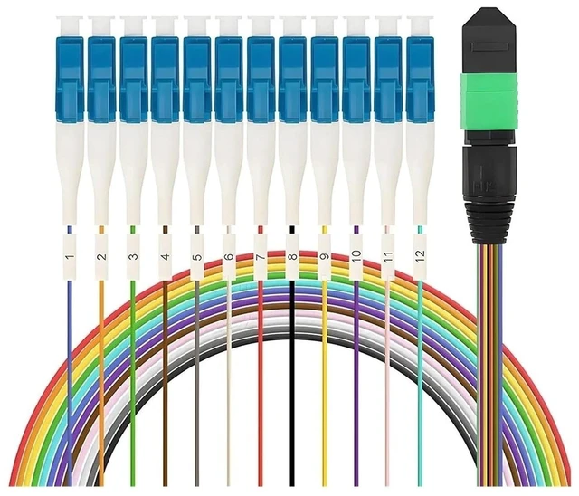 Alt view image 3 of 5 - 12 Core MPO/APC to LC UPC Fiber Patch Cord, SM, Type B, QSFP(5m)