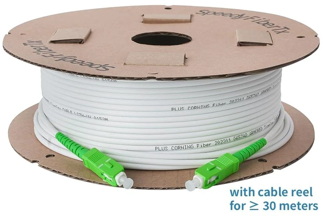 Alt view image 4 of 6 - SpeedyFiberTX 1-Pack 40 Meter SC/A to SC/A Armored Fiber Patch Cable, Premium SC/A Connector ( 0.15dB), Corning Singlemode G657A2 Fiber, 3.0mm White Simplex LSZH UV-Proof Indoor/Outdoor Cable Jacket