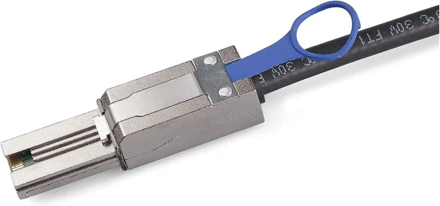 Alt view image 3 of 6 - Compatible with QSFP (SFF-8436) to MiniSAS (SFF-8088) DDR Hybrid SAS Cable, 100-Ohm, 0.5-m(1.65ft)